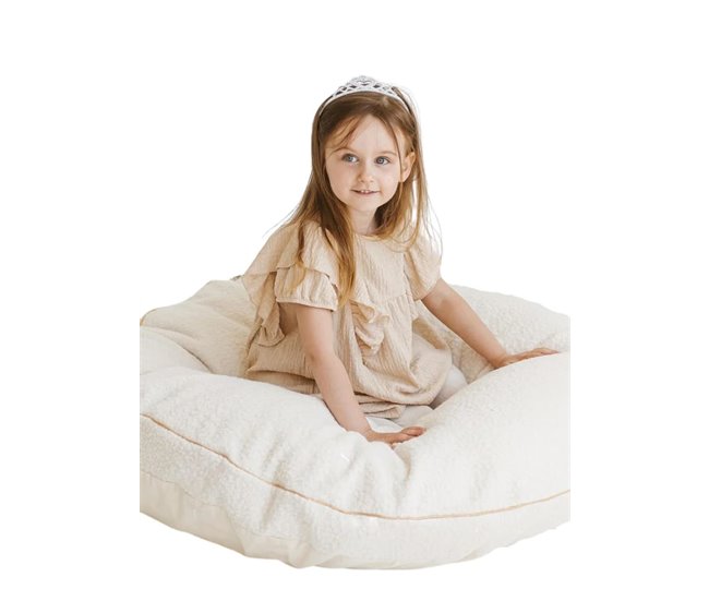 Almofada de chão em tecido atoalhado creme