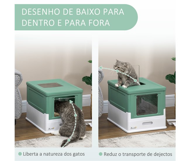 Caixa de Areia para Gatos PP PawHut Verde
