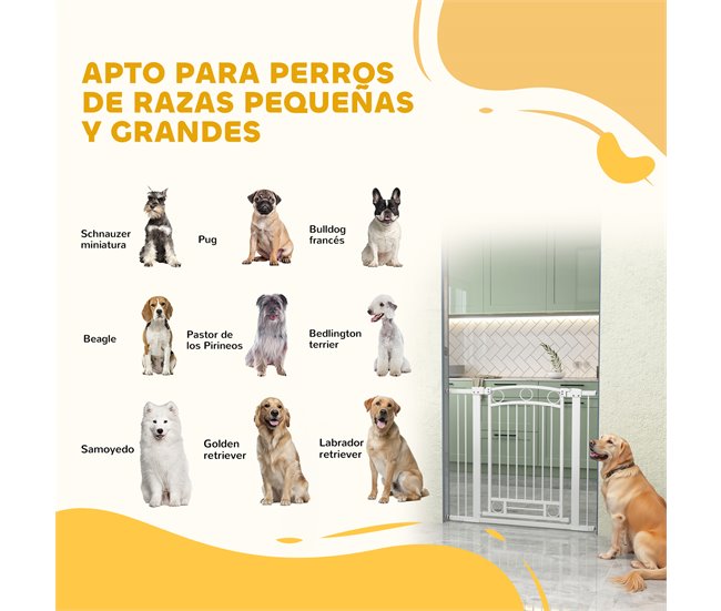 Barreira de Segurança Cães Aço e PA PawHut Branco