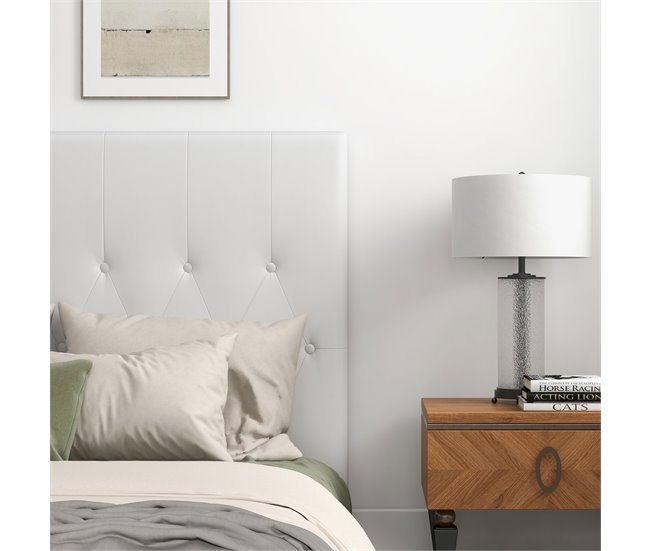 Cabeceira para Cama MDF, Linho e Espuma HOMCOM, casa - quarto Branco