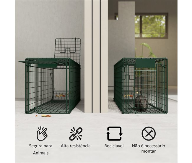 Armadilha para Animais Vivos Aço Outsunny Verde