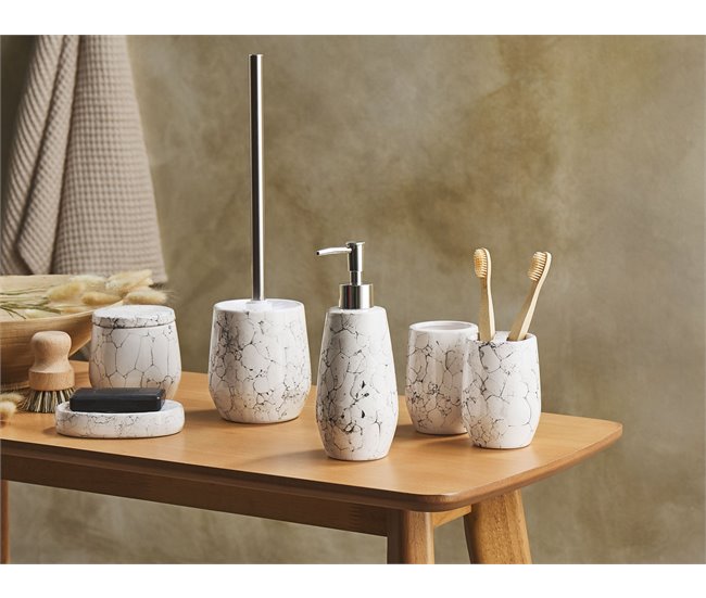 Beliani Conjunto de accesorios de baño CALLELA Branco/ Bege