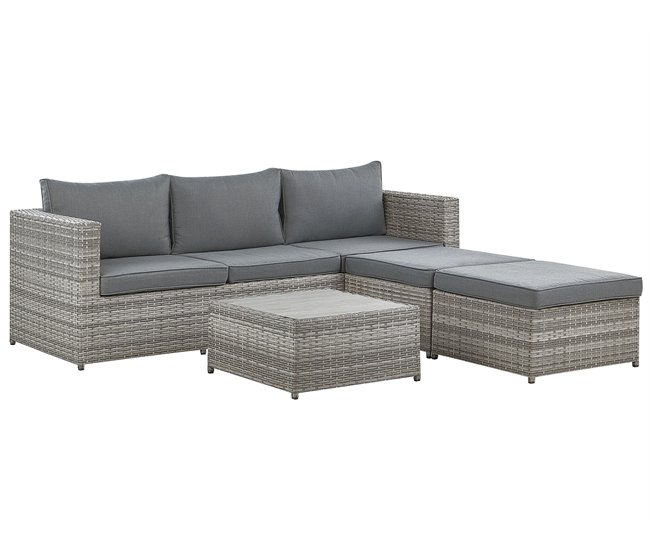 Beliani Conjunto lounge SABBIA Cinza Claro
