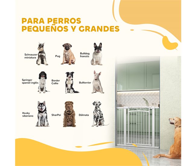 Barrera de Segurança para Cães Aço e PA PawHut Branco