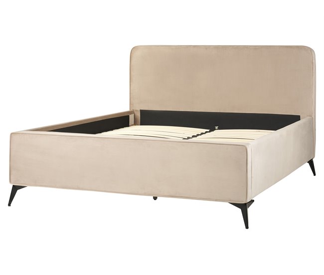 Beliani Cama com estrado Veludo VALOGNES 172x220 Bege