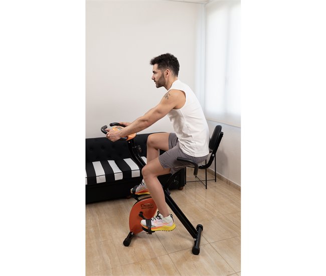 Bicicleta Ultrasport para Treino em Casa - Compacta e Eficaz Preto/ Laranja