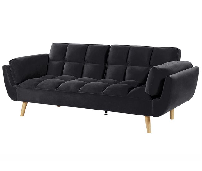 Beliani Sofá-cama Veludo ASBY Azul Marino