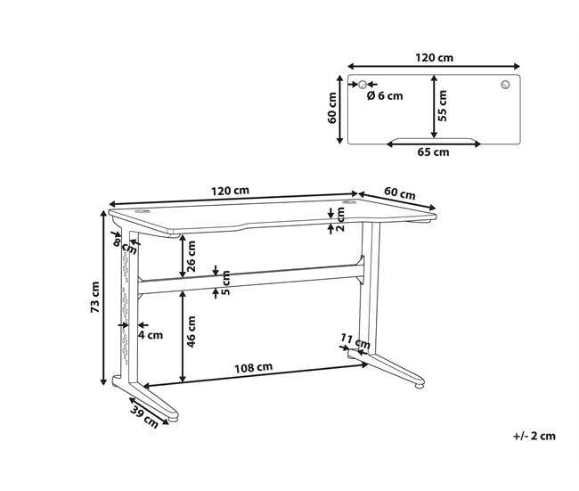 Beliani Secretária de jogos DEXTER 120x60 Preto