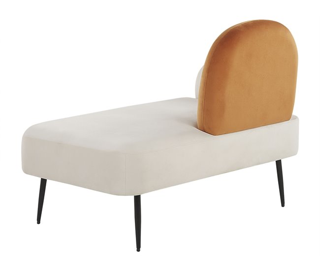 Beliani Chaise longue versão à esquerda Veludo ARCEY Branco