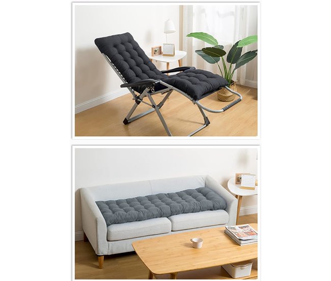 Almofada para espreguiçadeira de jardim 55x7 Cinza