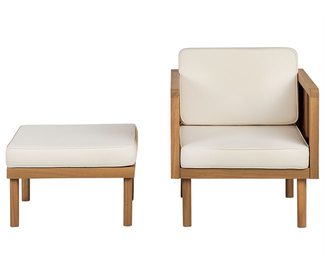 Beliani Conjunto lounge Madeira de acácia BARATTI Creme