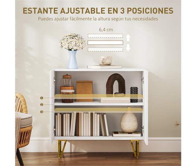 Aparador Melamina de Madeira e Metal HOMCOM Branco