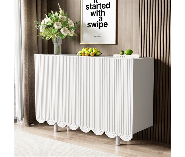 Aparador de painel de partículas com 4 portas 120 Branco