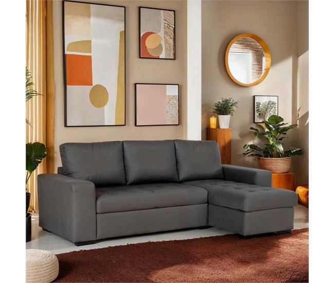 Chaise longue de pele sintética com cama HARRY Branco