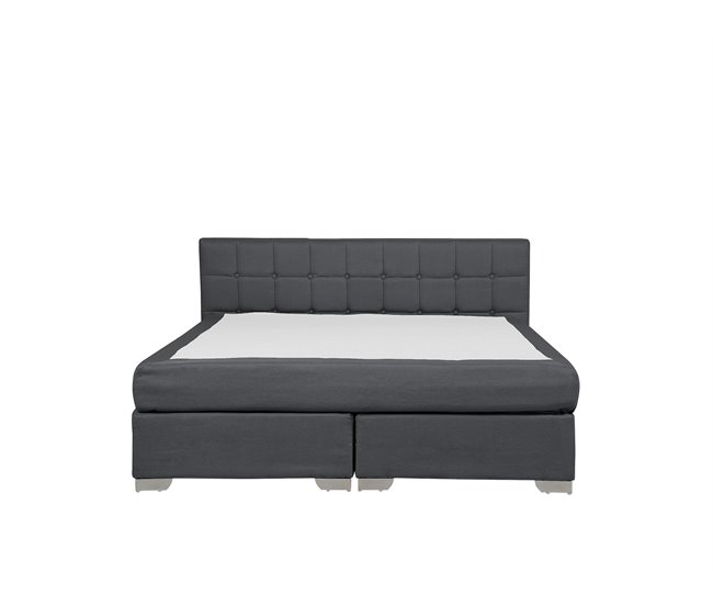Beliani Cama continental Poliéster ADMIRAL 170x210 Cinza Escuro