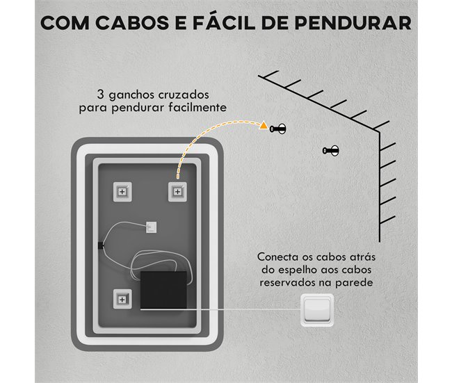 Espelho Casa de Banho Vidro Temperado HOMCOM Prata