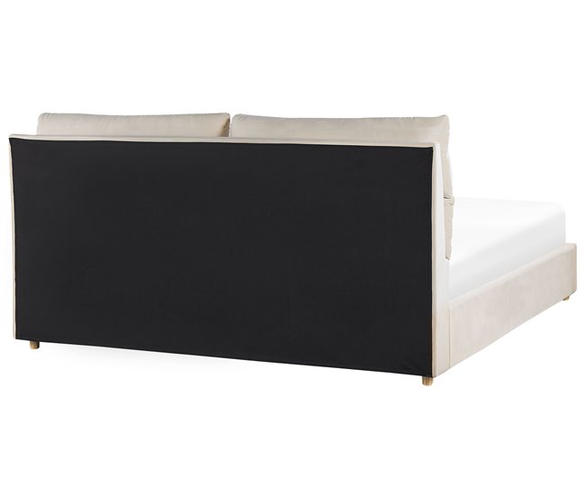 Beliani Cama baú Veludo BATILLY 194x224 Bege