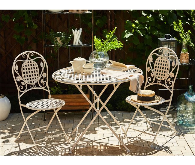 Beliani Cadeira de jardim BIVIO Branco/ Bege