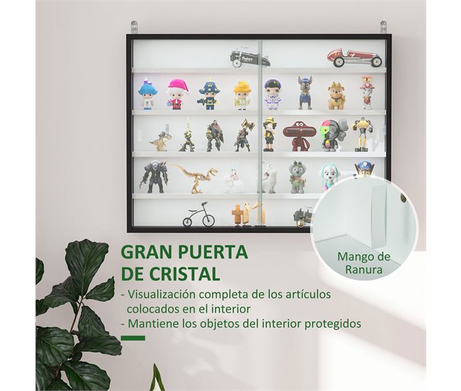 Vitrine de Parede Melamina de Madeira e Vidro HOMCOM 80 Preto