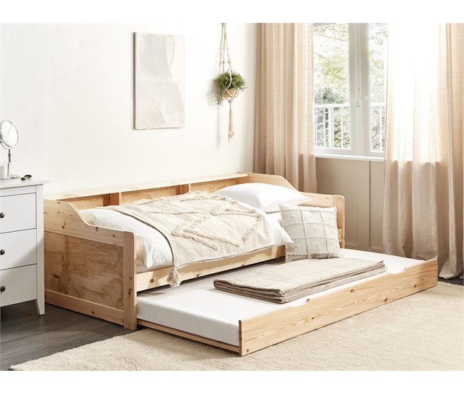 Beliani Cama com estrado Pinho EDERN 105x204 Castanho
