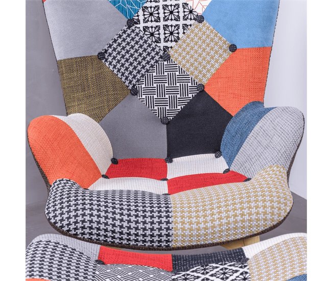 Poltrona com apoio para os pés  em patchwork - Featherston Multicor