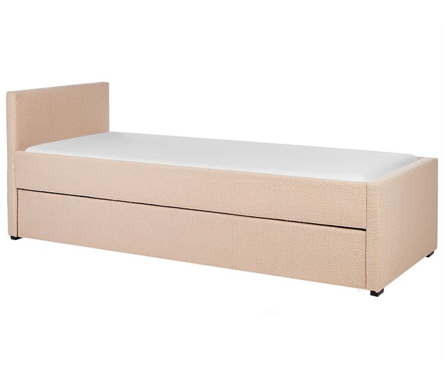 Beliani Cama com estrado Bouclé MARMANDE 86x214 Bege