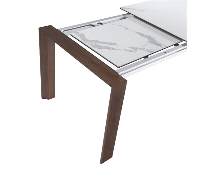 ANGEL CERDA Mesa de jantar extensível retangular mármore porcelânico e nogueira 235x90 Nogal