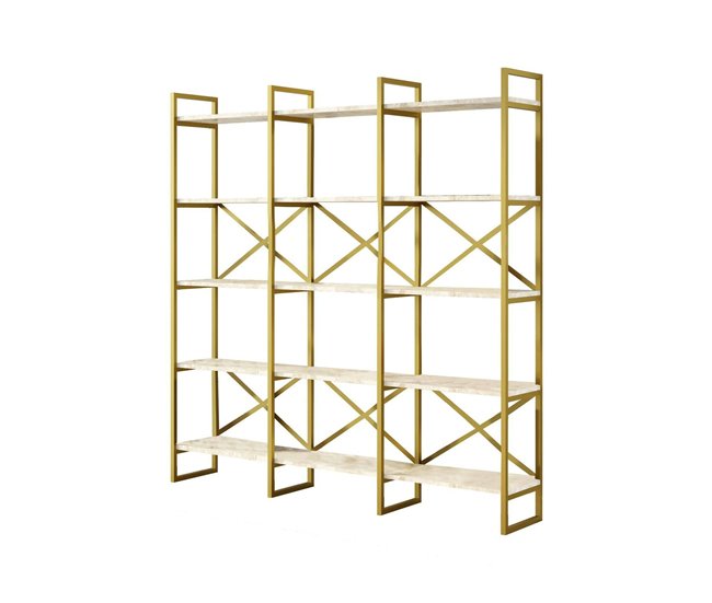 Estante de livros com efeito madeira 170 Dourado