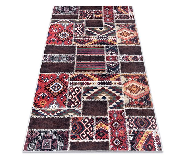 ANDRE 2305 Tapete oriental patchwork antiderrapante bordô 120x170 Multicor