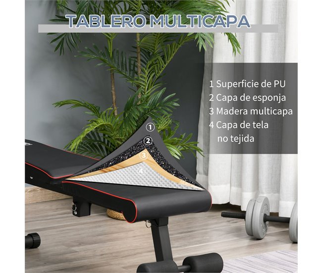 Banco Tubo de aço, PU HOMCOM, desportos e lazer - musculação Preto