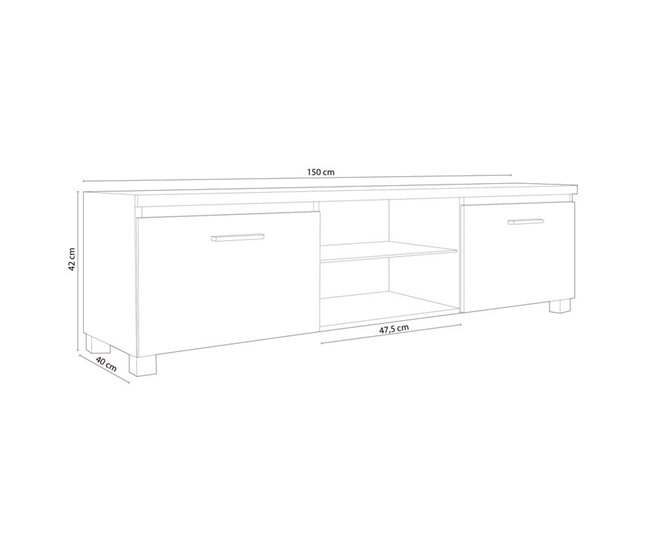  Armário de TV LED 150 Branco/ Preto