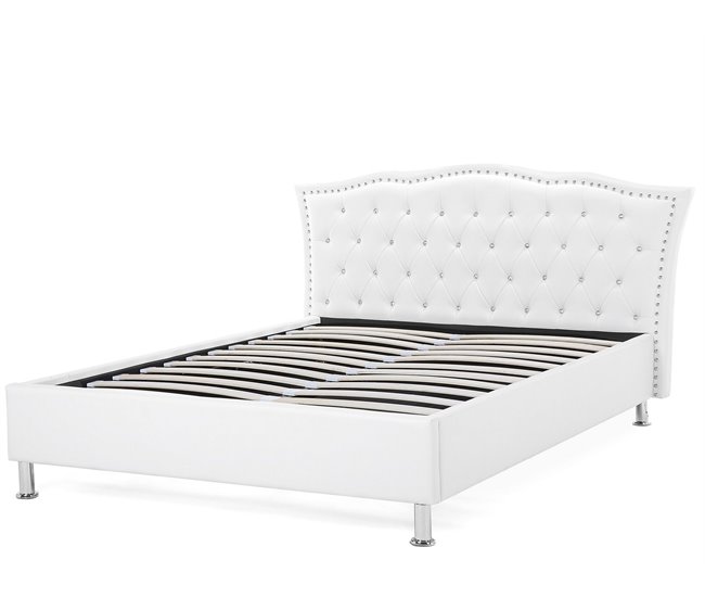 Beliani Cama Piel sintética METZ 169x217 Branco