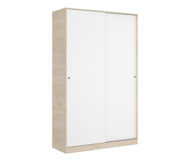Armário 2 portas com efeito madeira 120 Branco