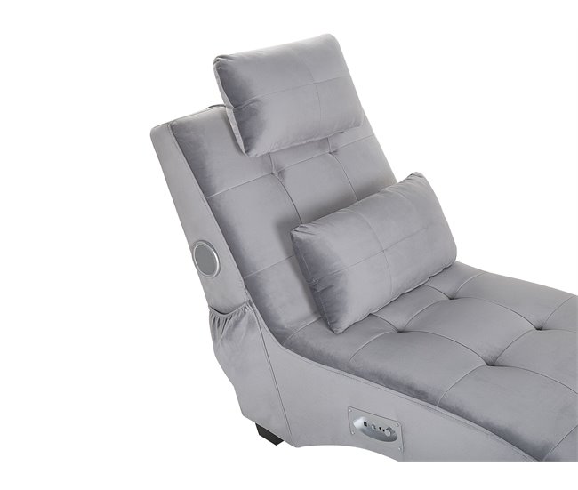 Beliani Chaise-longue Veludo SIMORRE Azul