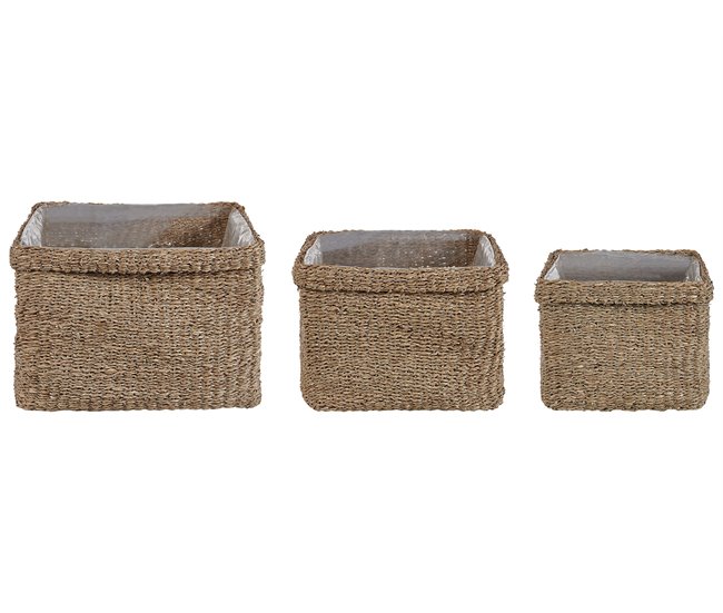 Beliani Conjunto de 3 macetas RIVULINE Natural