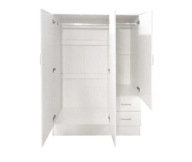 Armário de 3 portas com efeito madeira Branco