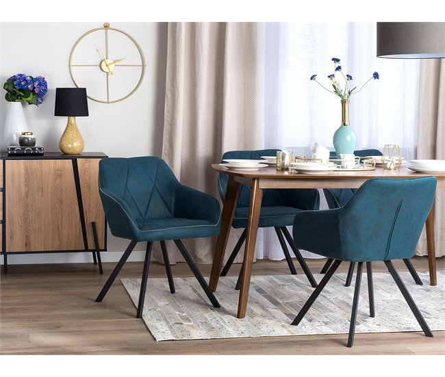 Beliani Silla de comedor MONEE Azul Marino