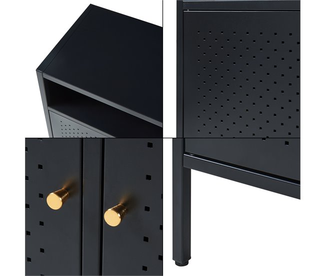 Aparador de aço Janakkala com 3 portas Preto