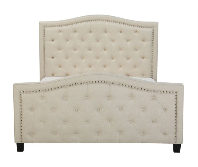 Beliani Cama com estrado Poliéster AUREL 174x216 Bege