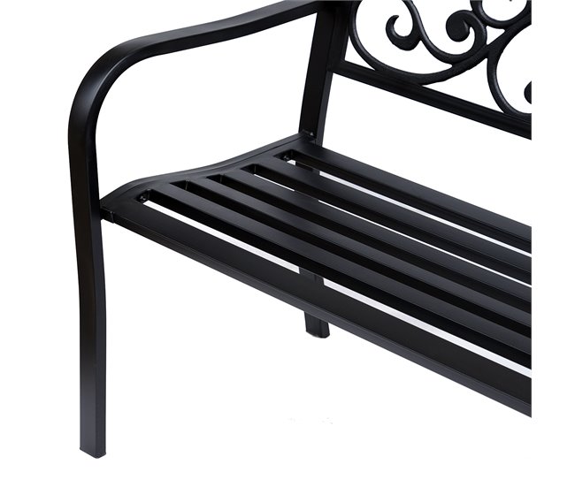 Banco de Jardim Aço e Ferro Fundido Outsunny Preto
