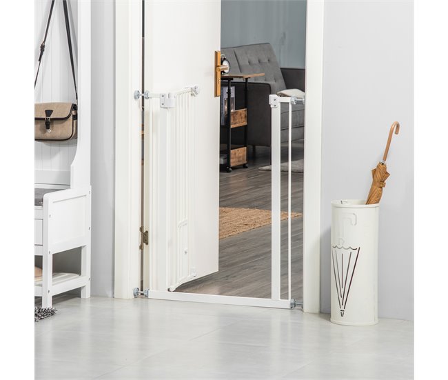 Barreira de Segurança para Cães Aço e plástico PawHut Branco