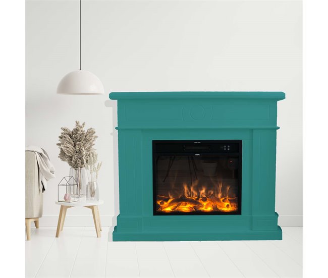 Lareira De Parede 1500w Fuego Roberta Turquesa