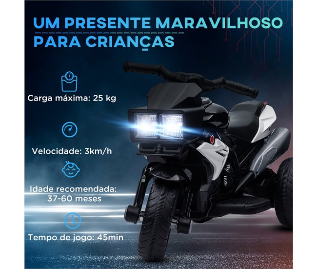 Mota para Crianças PP e Metal HOMCOM Preto