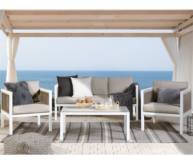 Beliani Conjunto lounge Alumínio BORELLO Branco