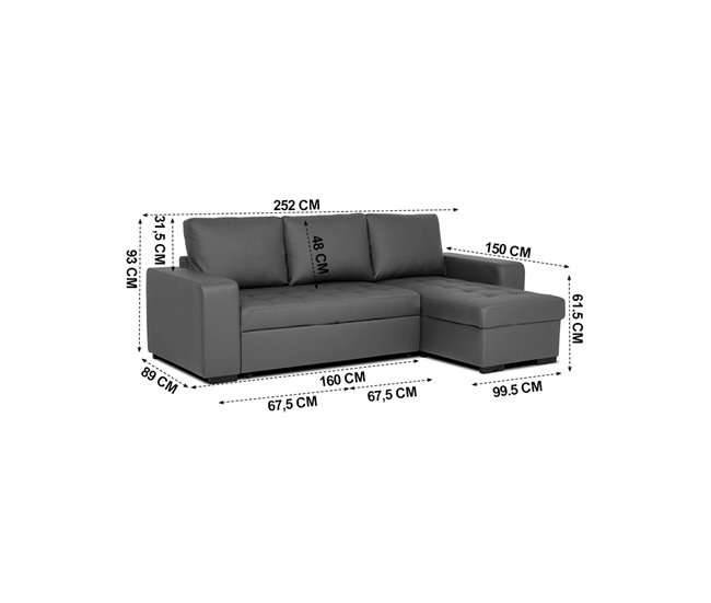 Chaise longue de pele sintética com cama HARRY Branco