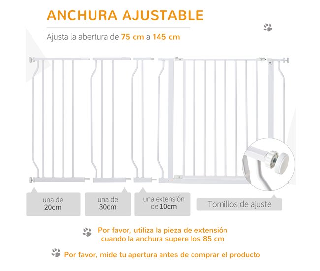 Barreira de Segurança Aço e ABS PawHut Branco