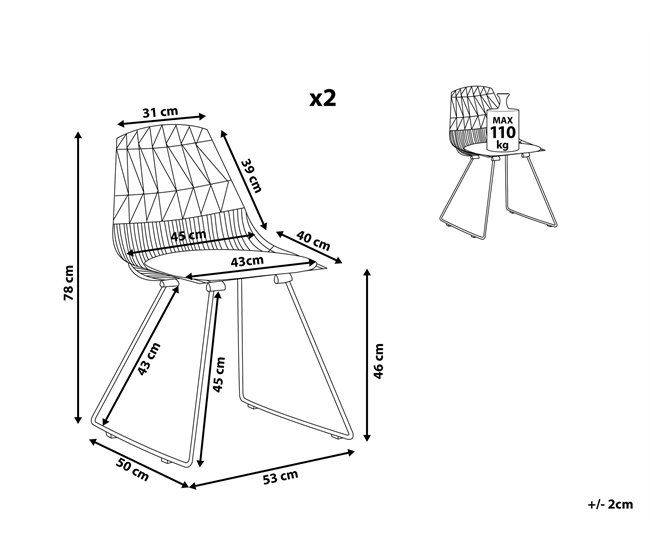 Beliani Silla de comedor HARLAN Preto