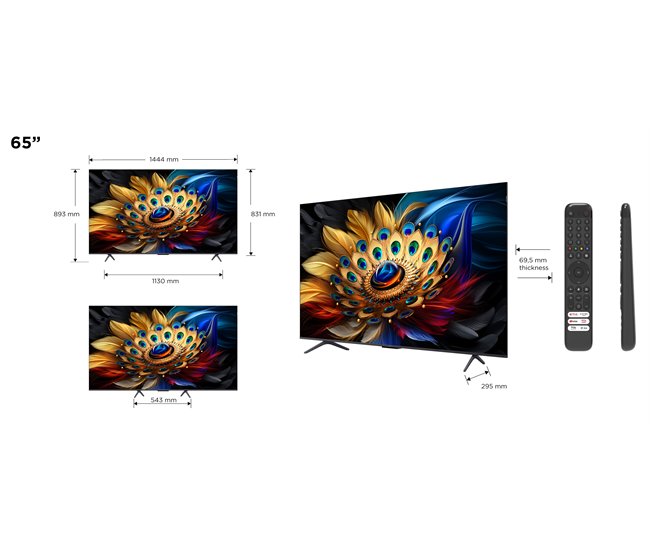 TV 65 polegadas TCL 65C655 QLED Smart TV 3 HDMI 1 USB Preto