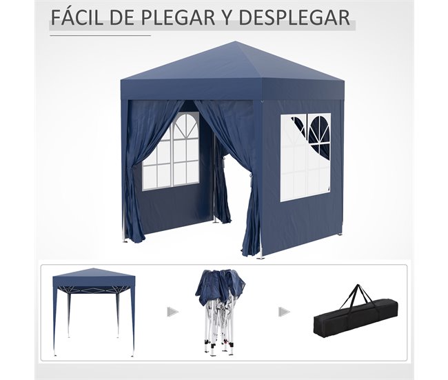 Pérgola de Jardim Aço e Tecido de Oxford Outsunny 200x200 Azul