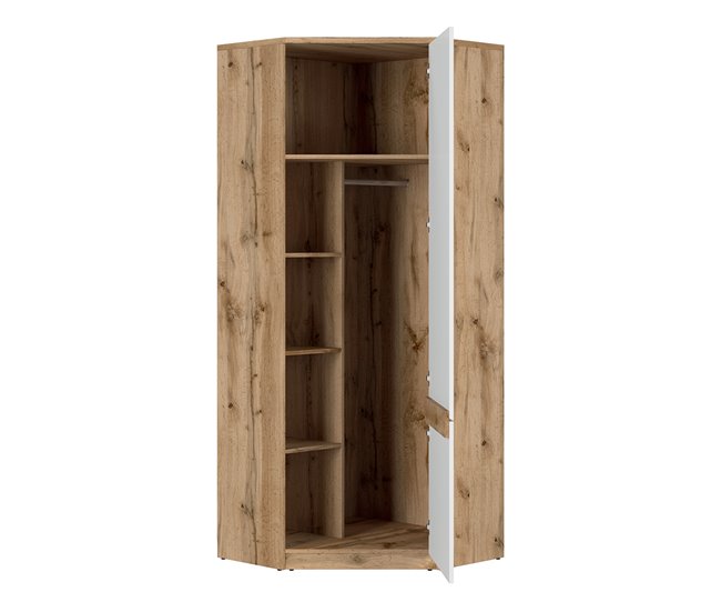 Armário de canto de 1 porta June Natural/ Branco